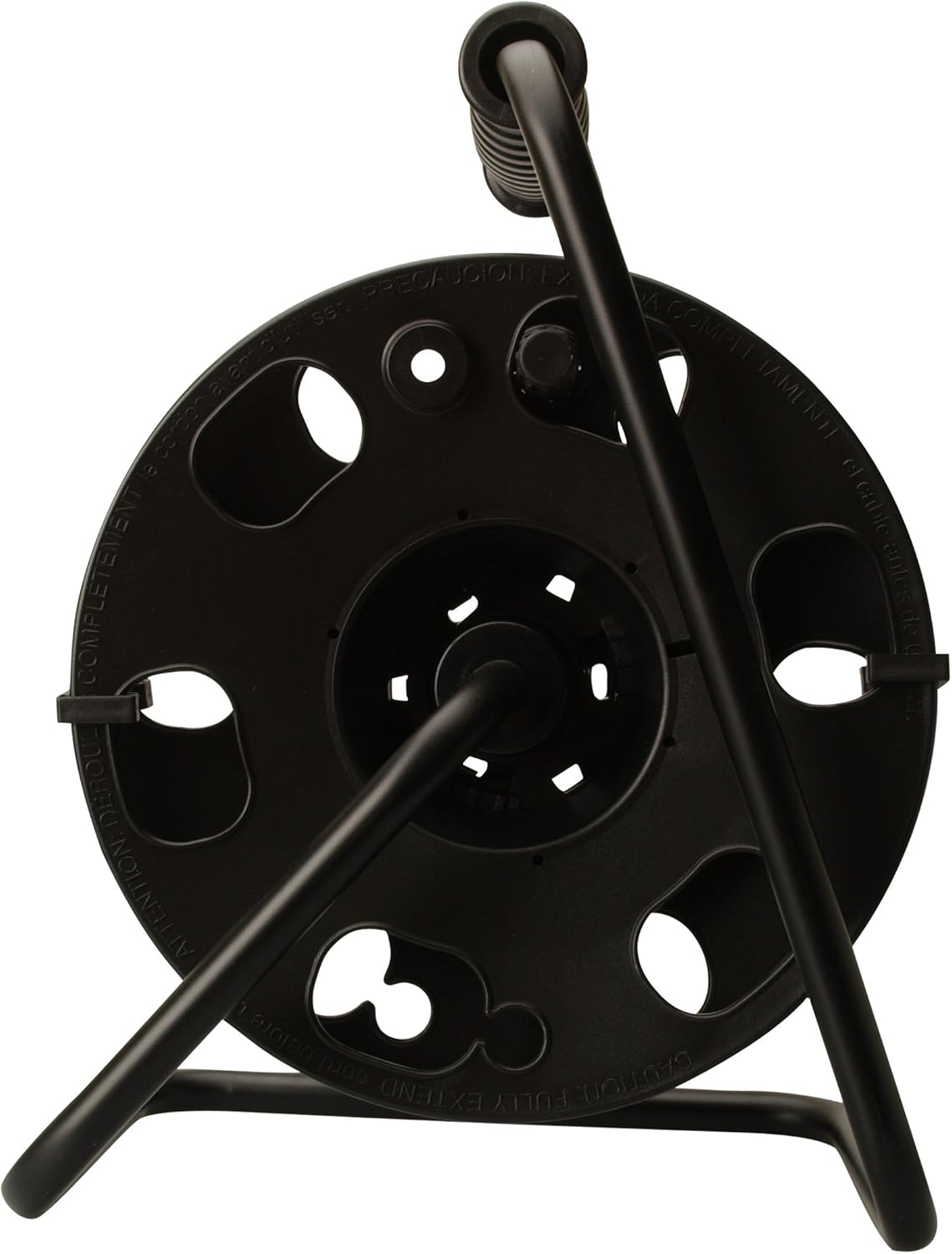 Woods 22849 Metal Extension Cord Reel Stand In Black, Heavy Duty, Quick Snap Together Design, Sturdy and Durable Stand, Easy to Grip Handles, Holds Up To 100 Feet, 14/3 Gauge Cord